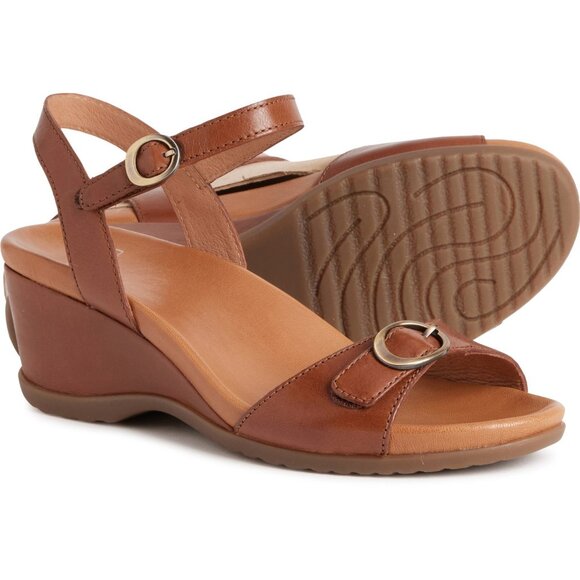 NEW Dansko Arielle Wedge Sandals - Leather For Women in tan 253 - Picture 3 of 7